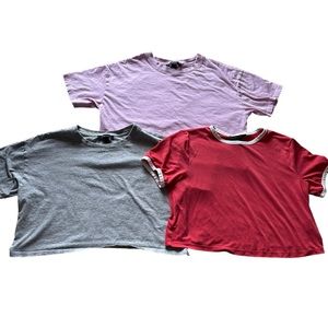 Forever 21 Set of 3 Crop Tops Pink/Gray/Red Size Small